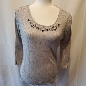 Loft brand 100% cotton bejeweled Small sweater top